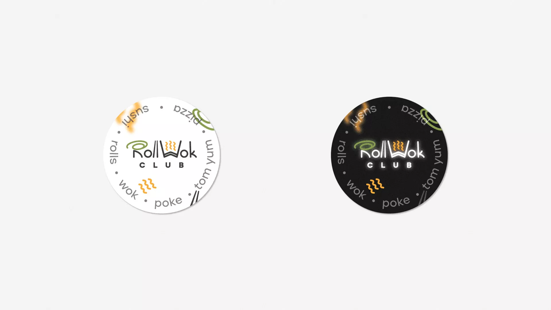 Разработка наклеек для суши-бара «Roll Wok Club» в Аркадаке