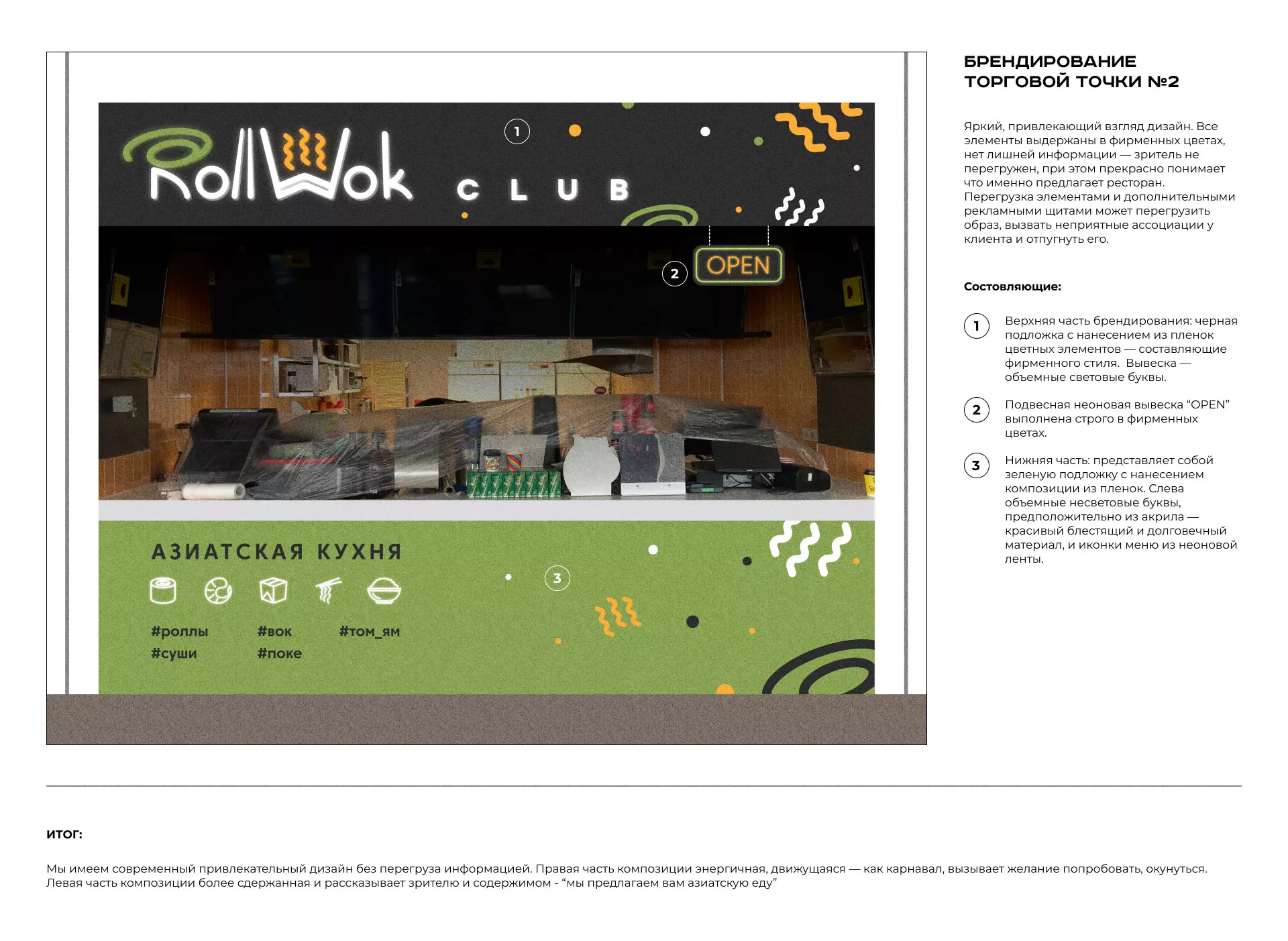Брендирование торговых точек суши-бара «Roll Wok Club» в Аркадаке
